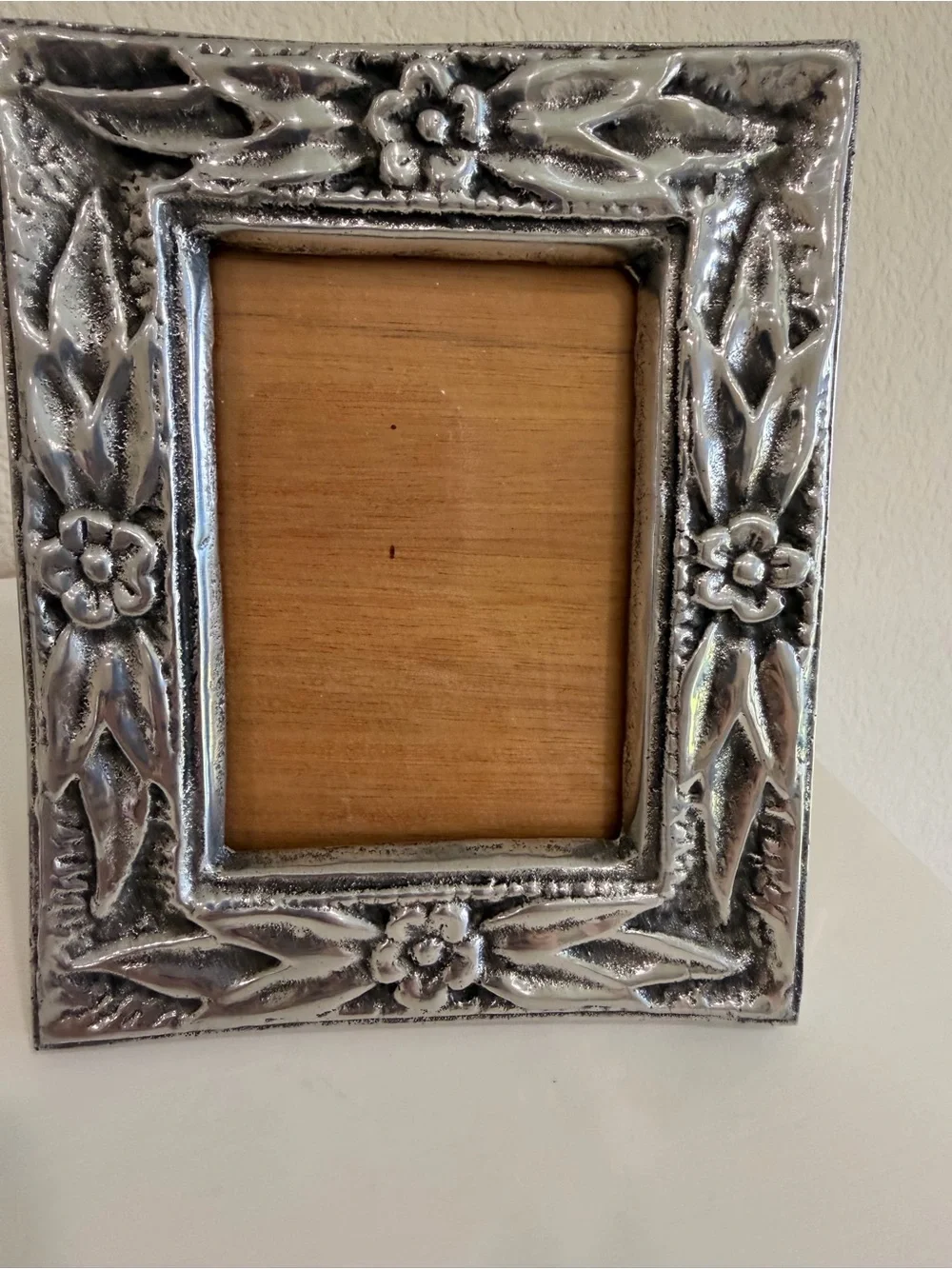 Vintage Silver Metal Floral Embossed Picture Frame - Picture 2 of 5